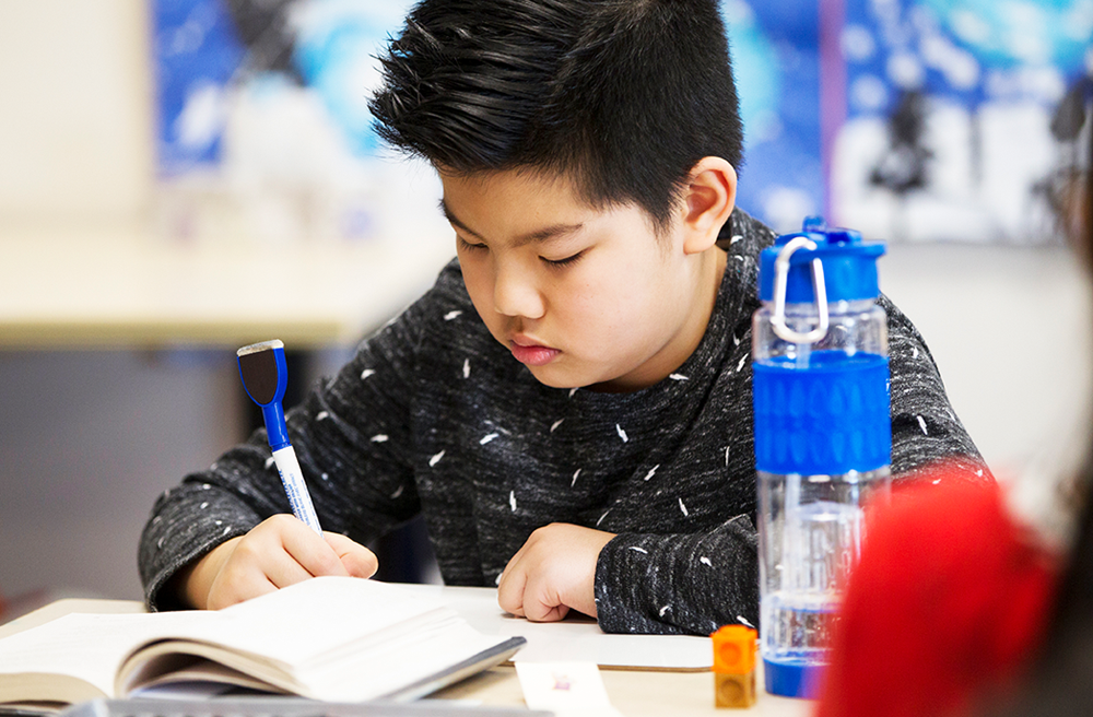 Photo of a student doing school work