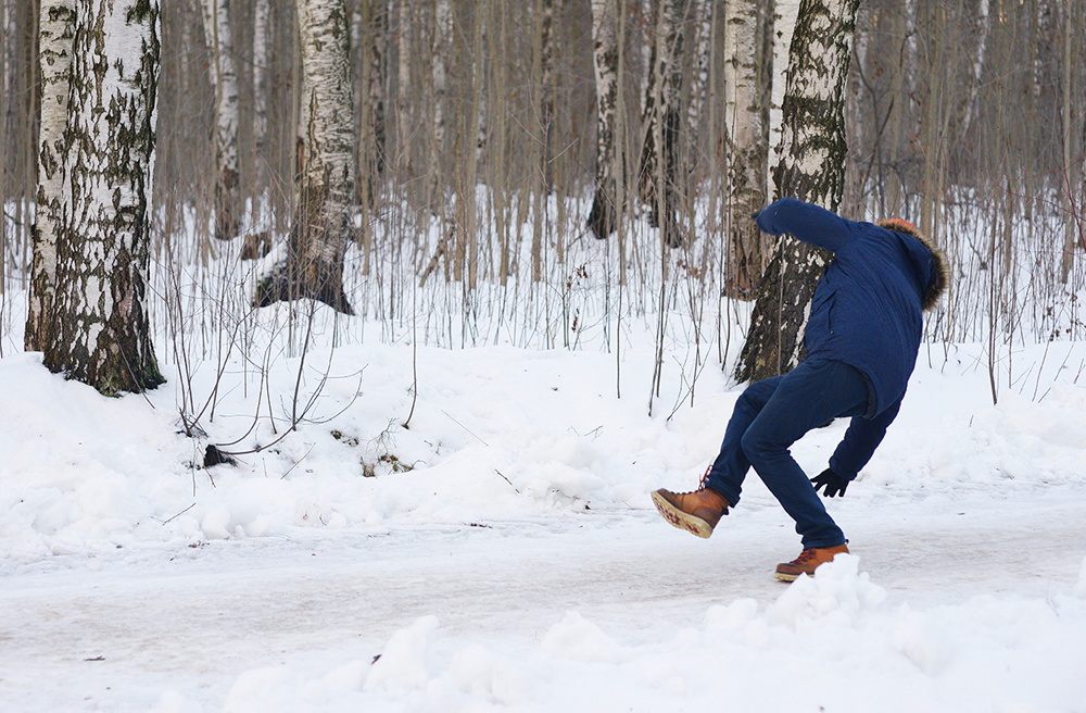 Photo of a man slipping on ice