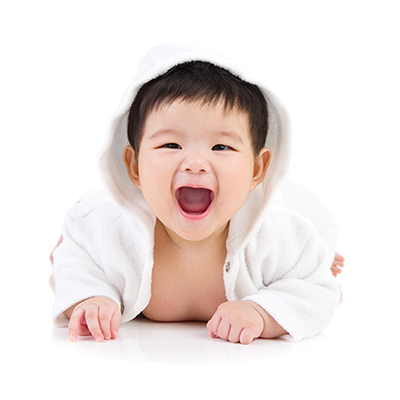 Photo of a happy baby in a towel